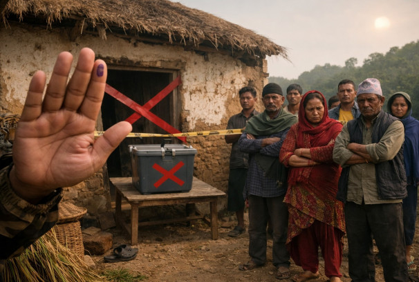 दाङका निकुञ्ज प्रभावितले गरे मतदान बहिष्कार, सुनसान बन्यो मतदानकेन्द्र