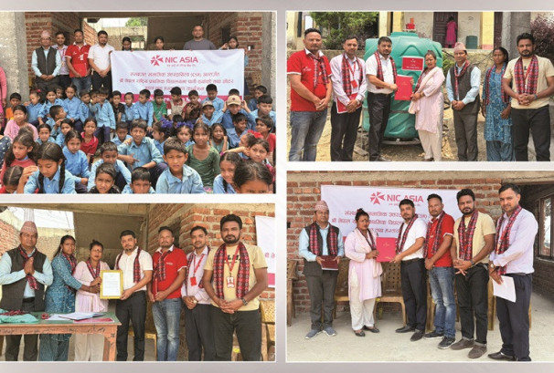 एनआईसी एशिया बैंकद्वारा विद्यालयमा पानी ट्यांकी तथा मोटर जडान