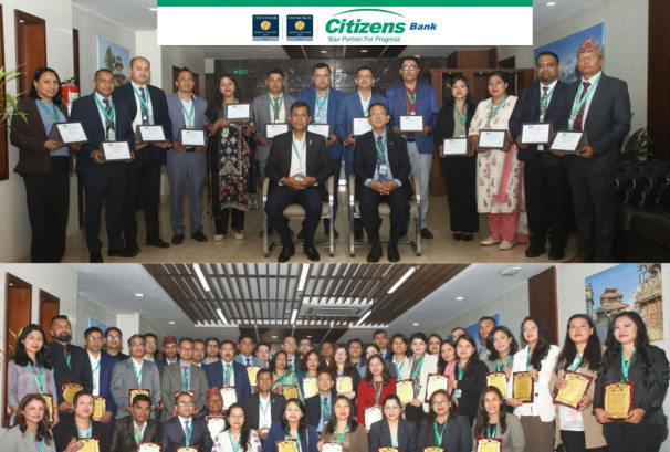 सिटिजन्स बैंकद्वारा लामो समयसम्म कार्यरत ६२ कर्मचारीलाई दीर्घ सेवा सम्मान