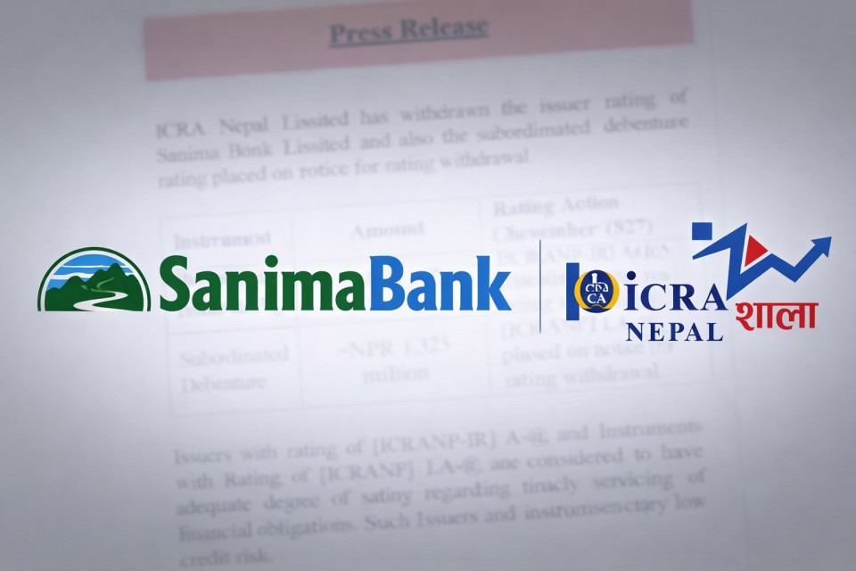 लगानीकर्तालाई झट्का: सानिमा बैंकको रेटिङ अचानक फिर्ता