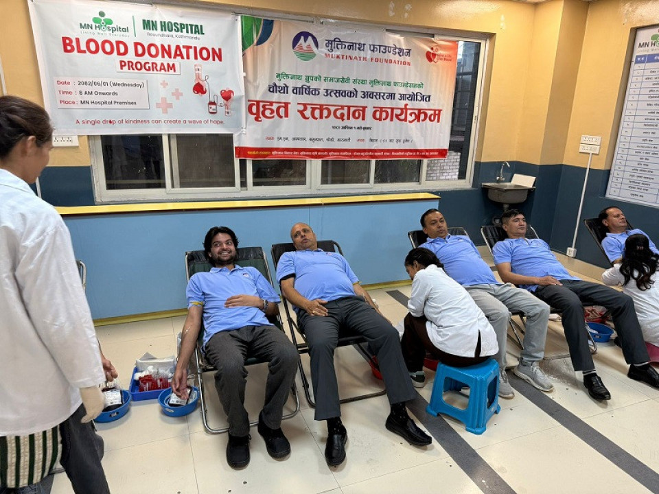 मुक्तिनाथ फाउन्डेसनको चौथो वाषिकोत्सवको अवसरमा वृहत रक्तदान कार्यक्रम सम्पन्न