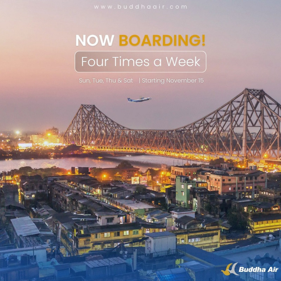 बुद्ध एयरले कोलकत्तामा साताको ४ दिन उडान गर्ने